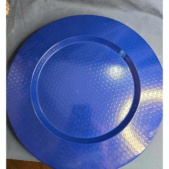 Set of 8 Vintage Blue Textured Aluminum 13